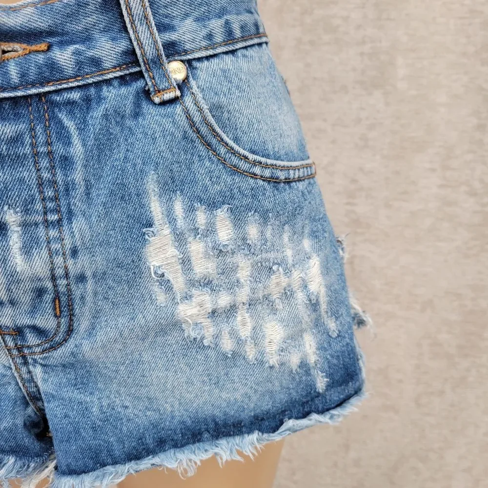 One One Teaspoon Bandits Relaxed Fit Denim Distressed Women Jean Shorts
